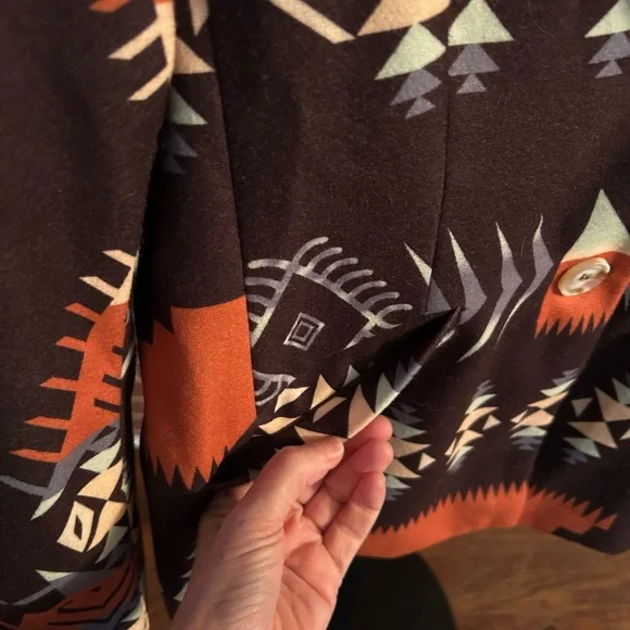 Boho Western Aztec Print Blazer‎ Jacket Southwestern Rustic Festival - Picture 7 of 10